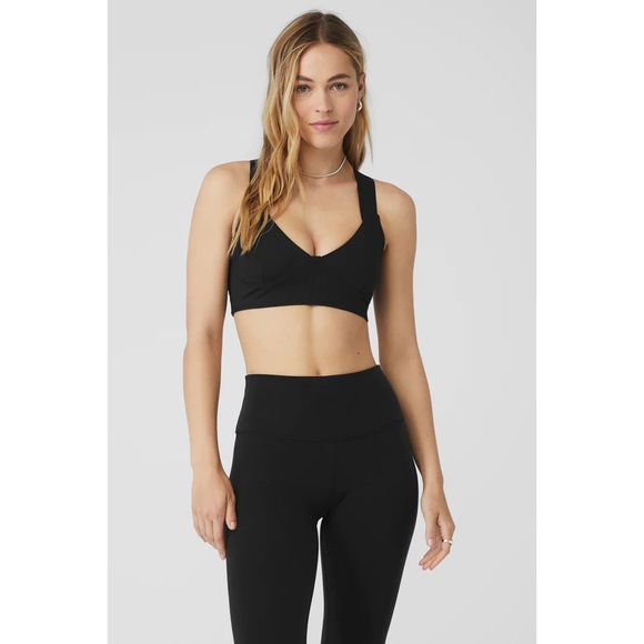 Alo Yoga AIRBRUSH REV IT UP BRA  Black NWT XS - Picture 1 of 5